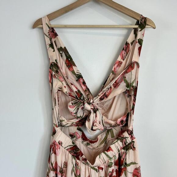 Sisters of the Tribe Women's Size 14 Red Pink Floral Jumpsuit Romantic Flowy - Picture 4 of 14